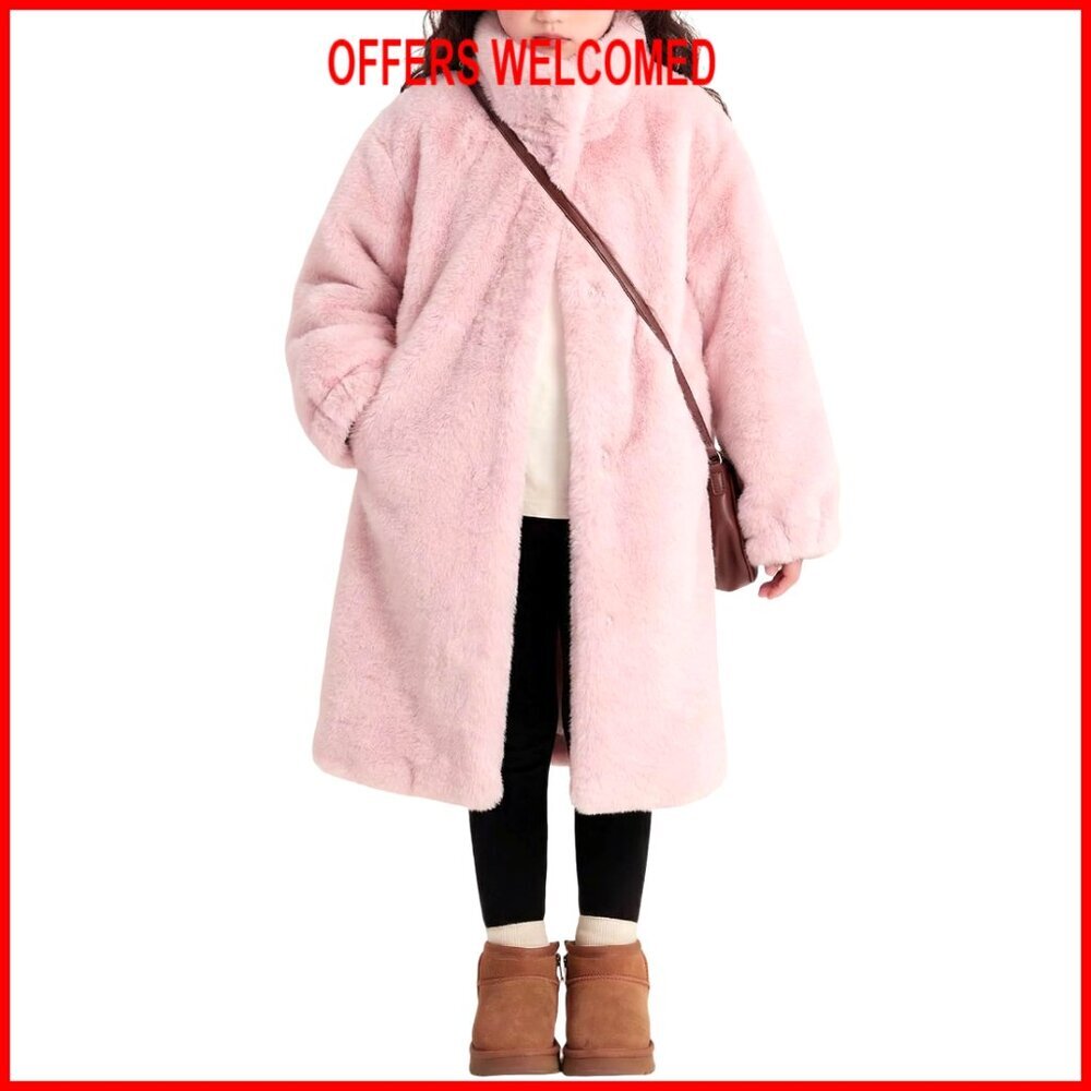 Faux Fur Coat Long Sleeve Winter Fleece Fluffy Jacket Stand Collar